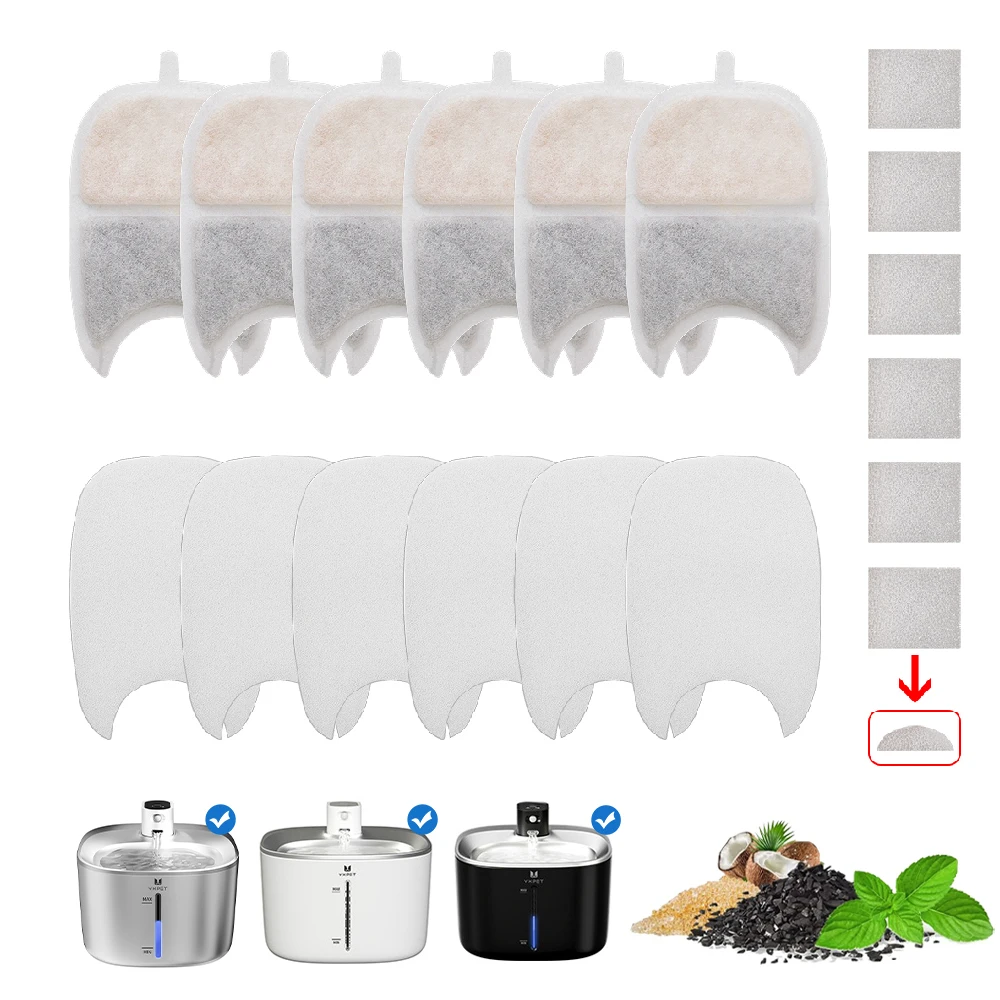 Replacement Filters +Sponges Replacement Pet Water Fountain Filter for 4L Wilreless Stainless Steel Cat Drinking Water Dispenser