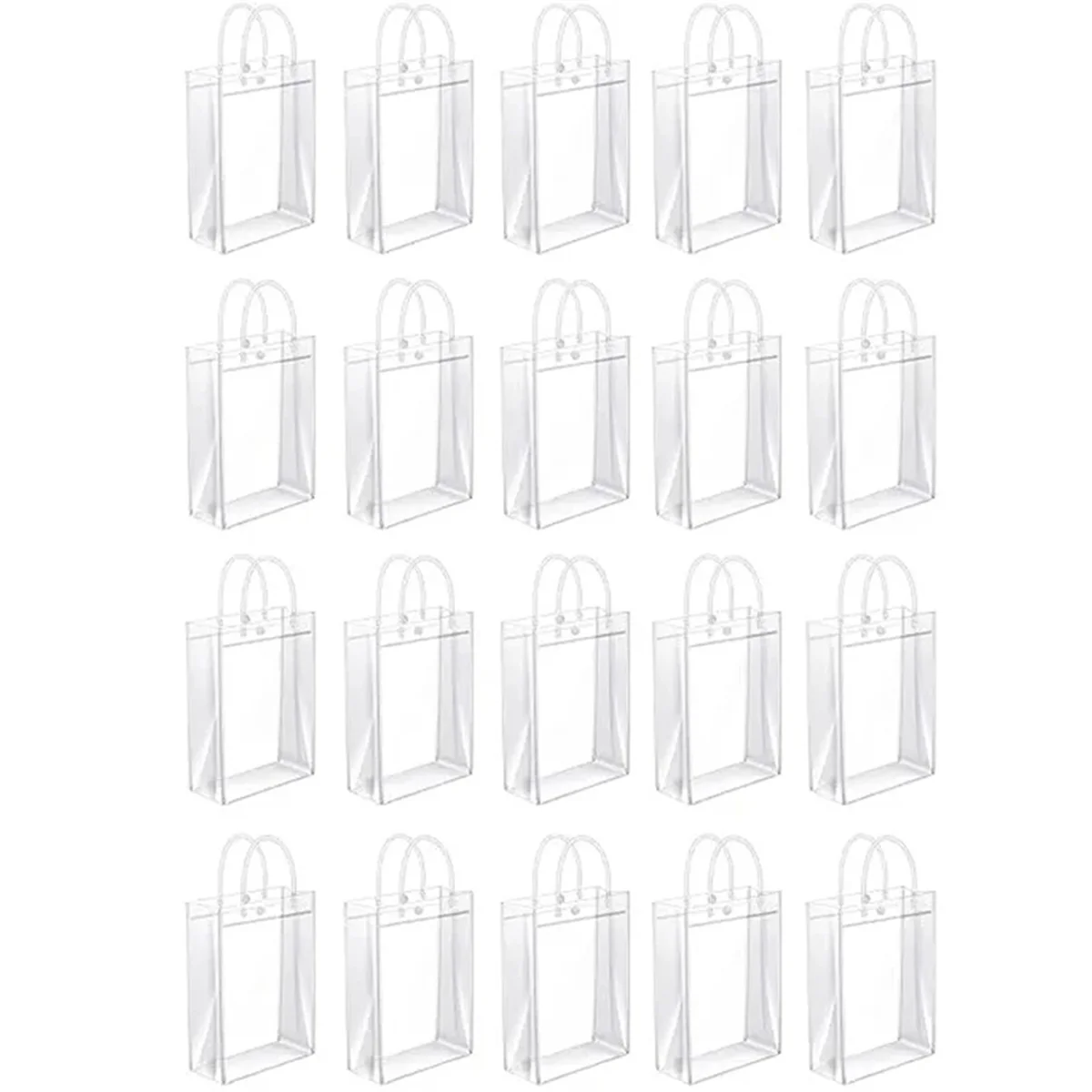 ABNP 50 STKS Doorzichtige PVC-cadeauzakjes met handvatten Herbruikbare plastic draagtassen Transparante boodschappentas voor Kerstmis
