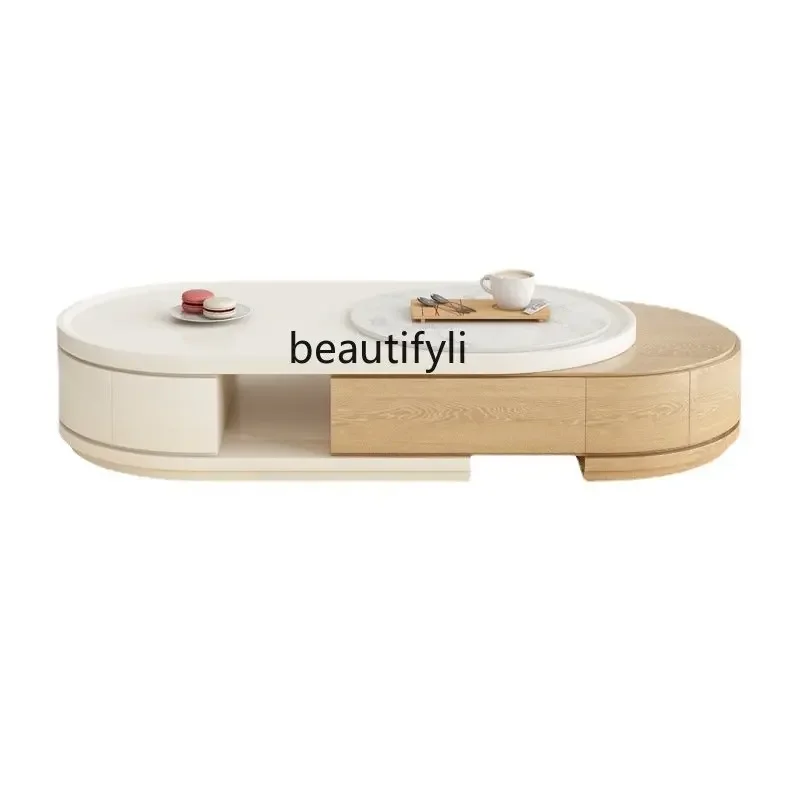 

Coffee Table Wood Color Living Room Home Small Apartment Light Luxury Retractable Coffee Table TV Cabinet Combination