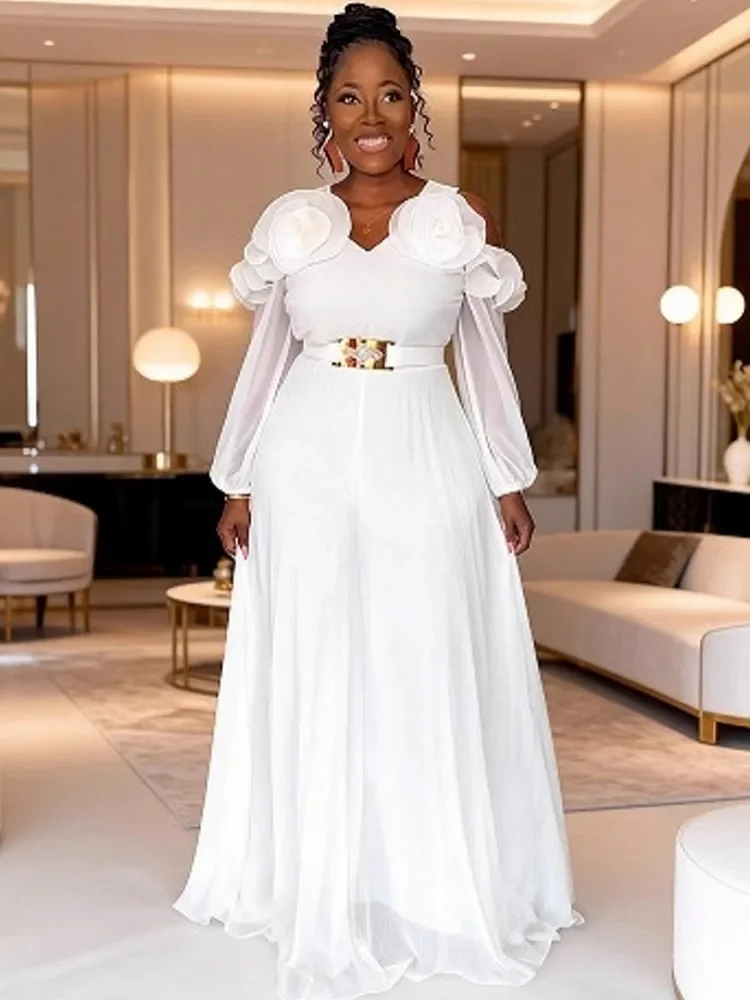 African Dresses For Women Elegant Spring Autumn Long Sleeve Dashiki Maxi Dress Ladies Traditional African Clothing Fairy Dreaes