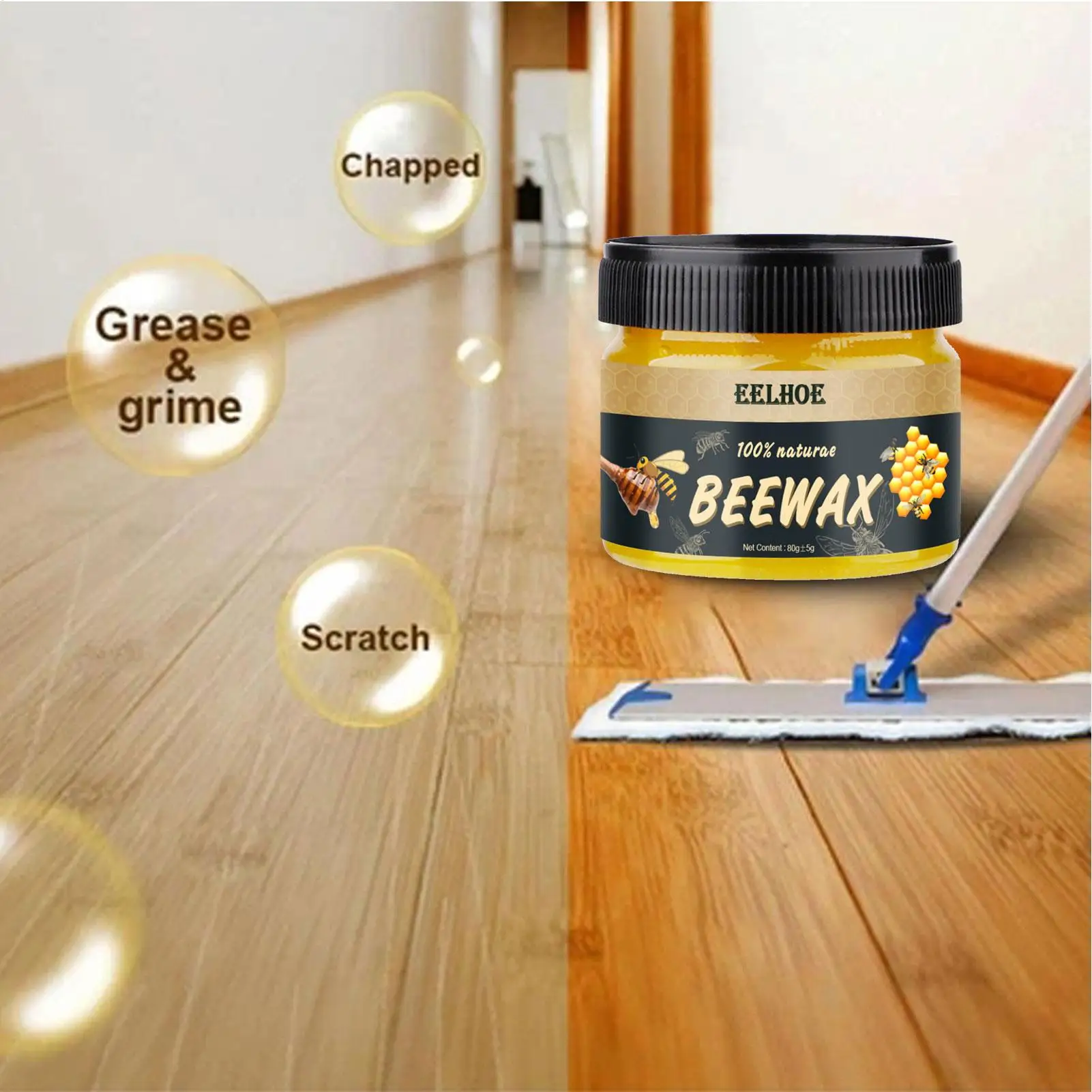 80/40g Bees Wax Finish And Cleaner Protective Multifunctional Wood Finish Natural Wax Traditional Wood Wax Furniture Finish view 5