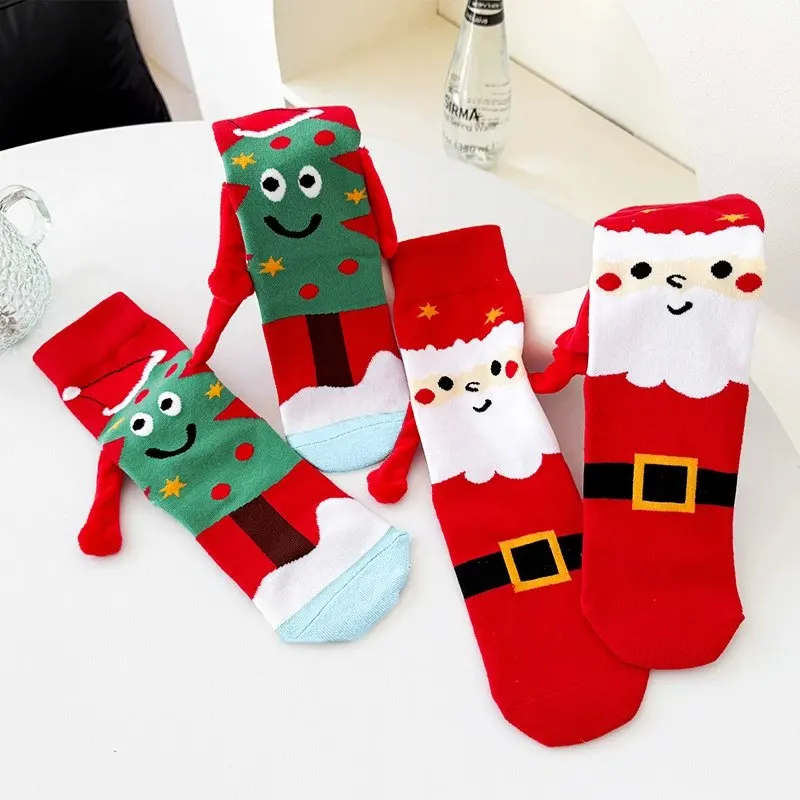 

Creative Christmas Gifts 1/2Pairs Magnetic Couple Socks Funny Hand in Hand Design Stockings Cotton Mid-calf Unisex Cute Sock