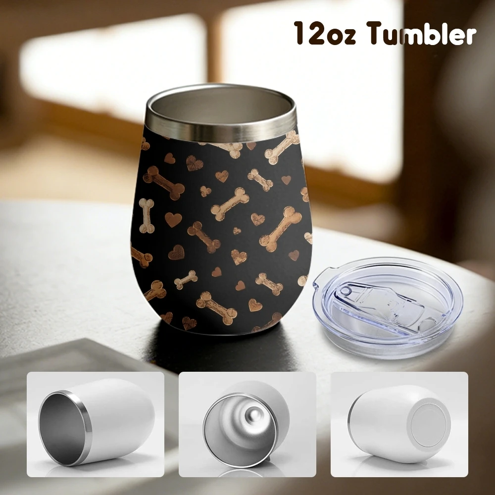 Brown animal footprints Vacuum Flasks 12oz Insulated Wine Tumbler Vacuum Coffee Mug Egg Shape Thermos Cup