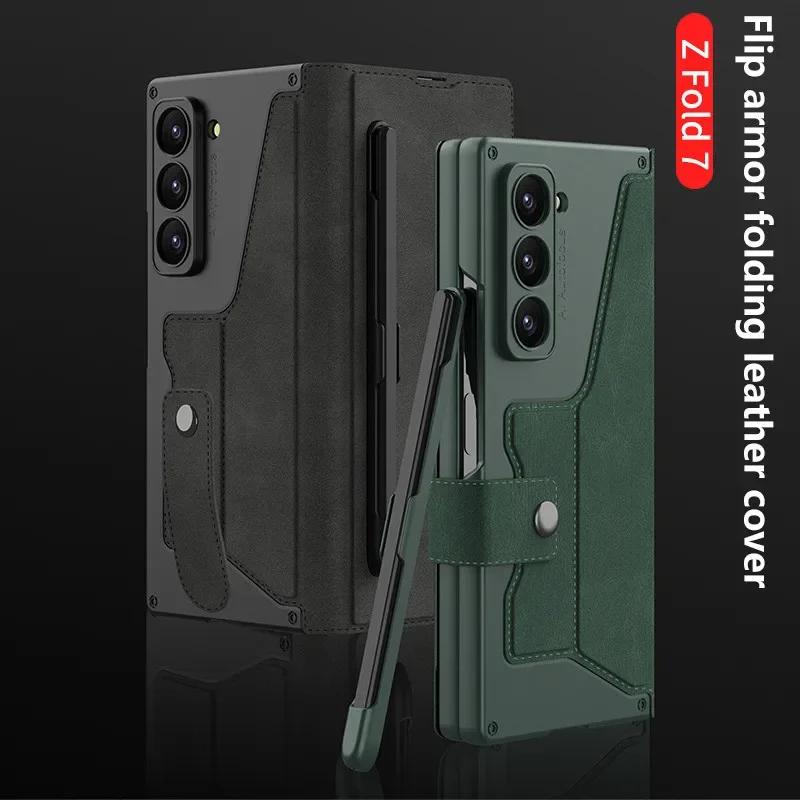 

Новый трансграничный складной чехол для телефона Samsung Galaxy Z Fold 7 ZFold7, защитная раскладушка, кобура с гнездом для ручки, деловой полное покрытие