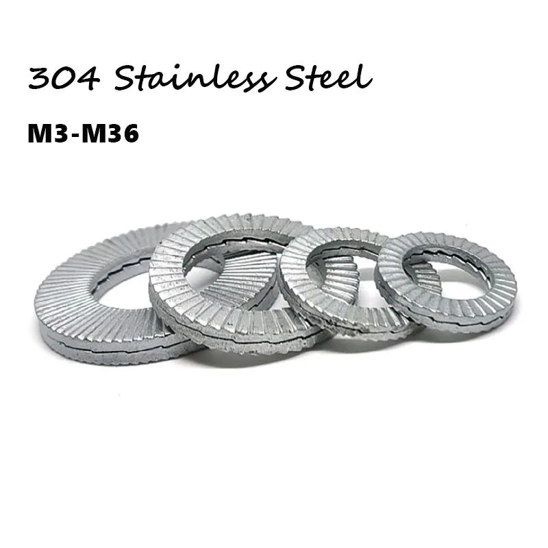 1/5/10pcs M3-M36 304 Stainless Steel Loose-proof Washer DIN25201 Dual Stack Wedge-lock Self-locking Gasket Shock-proof