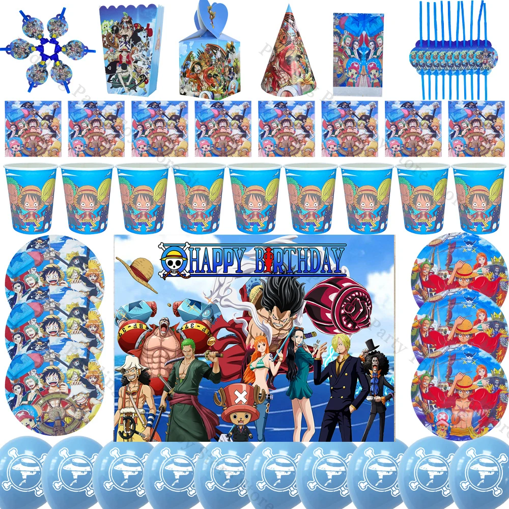 One Pieceed Luffy Party Table Accessories Scene Layout Party Supplies Paper Plate Cups Napkins Baby Shower Boy Party Decoration