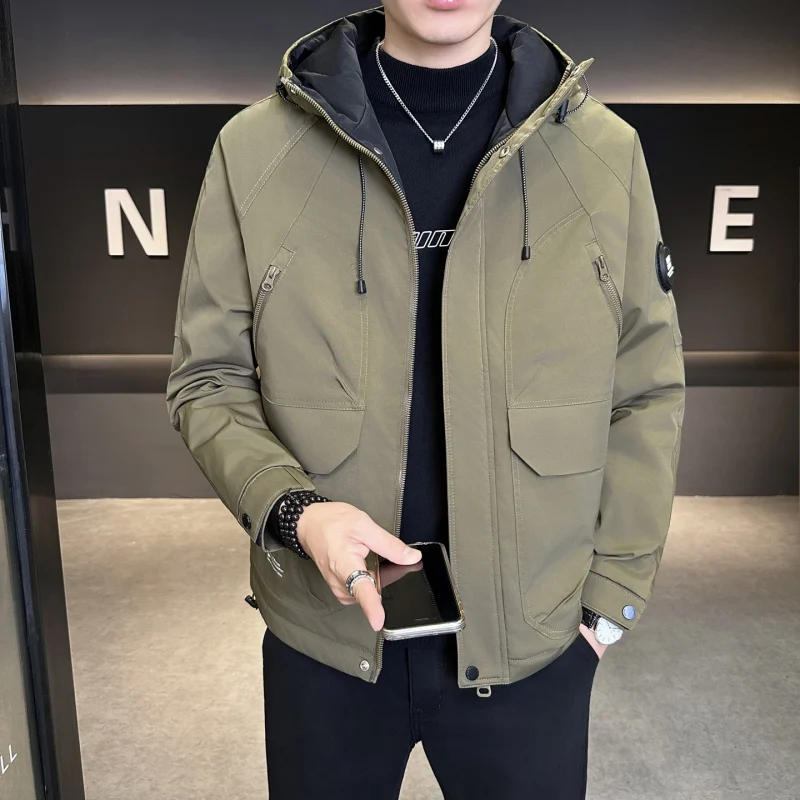 Winter Loose-fit Verdikte Warme Cargo Parka Mannen Trendy Student Puffer Jas Oversize Parka Koreaanse mannen Puffer Jas parka