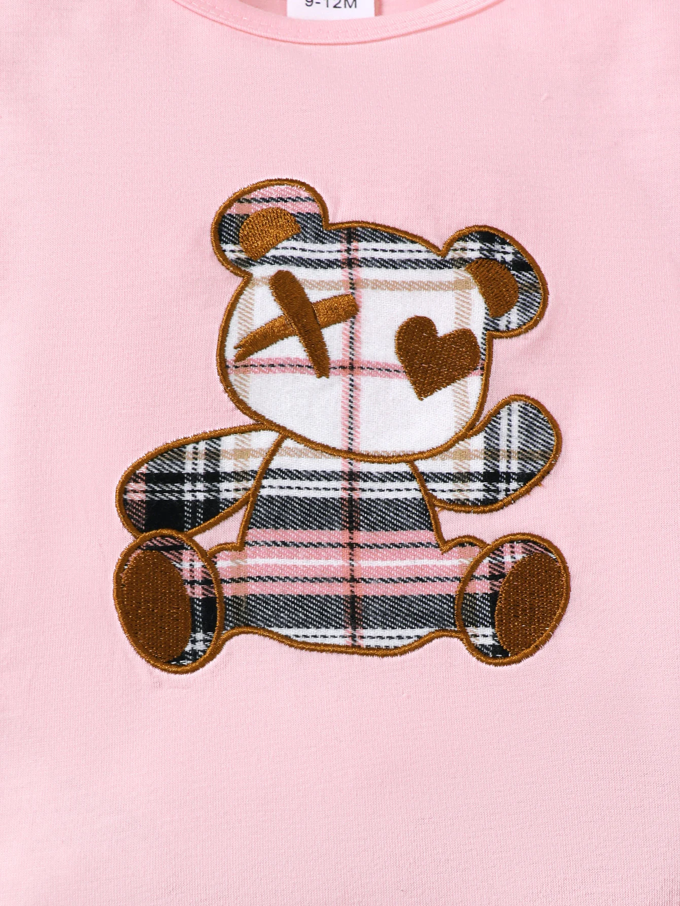 Summer   0-3 Years  Old   Infant  Baby  Girls  Panda  Print   Pattern  Top   And   Plaid  Shorts   Casual  2-Piece  Set