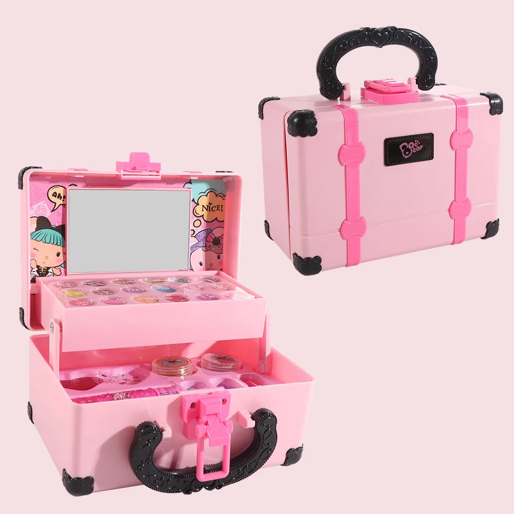 Set Kosmetik Anak-Anak Lipstik Mainan Rias Wajah Eye Shadow Kotak Rias Set Kecantikan Hadiah Ulang Tahun Kit Rias Aman untuk Anak-Anak