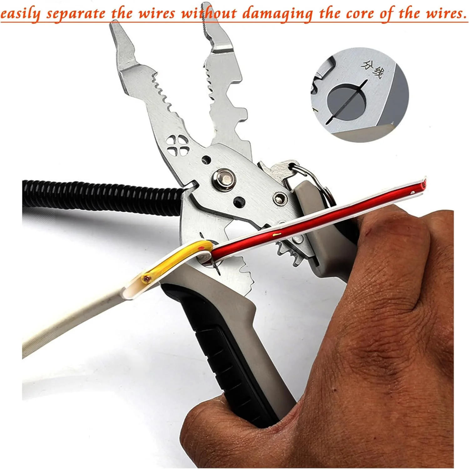 أداة تجريد الأسلاك المزورة من الفولاذ المقاوم للصدأ 12 في 1 متعددة الاستخدامات مع قص البراغي والقص والإمساك والالتواء والحلق والعقص، #5