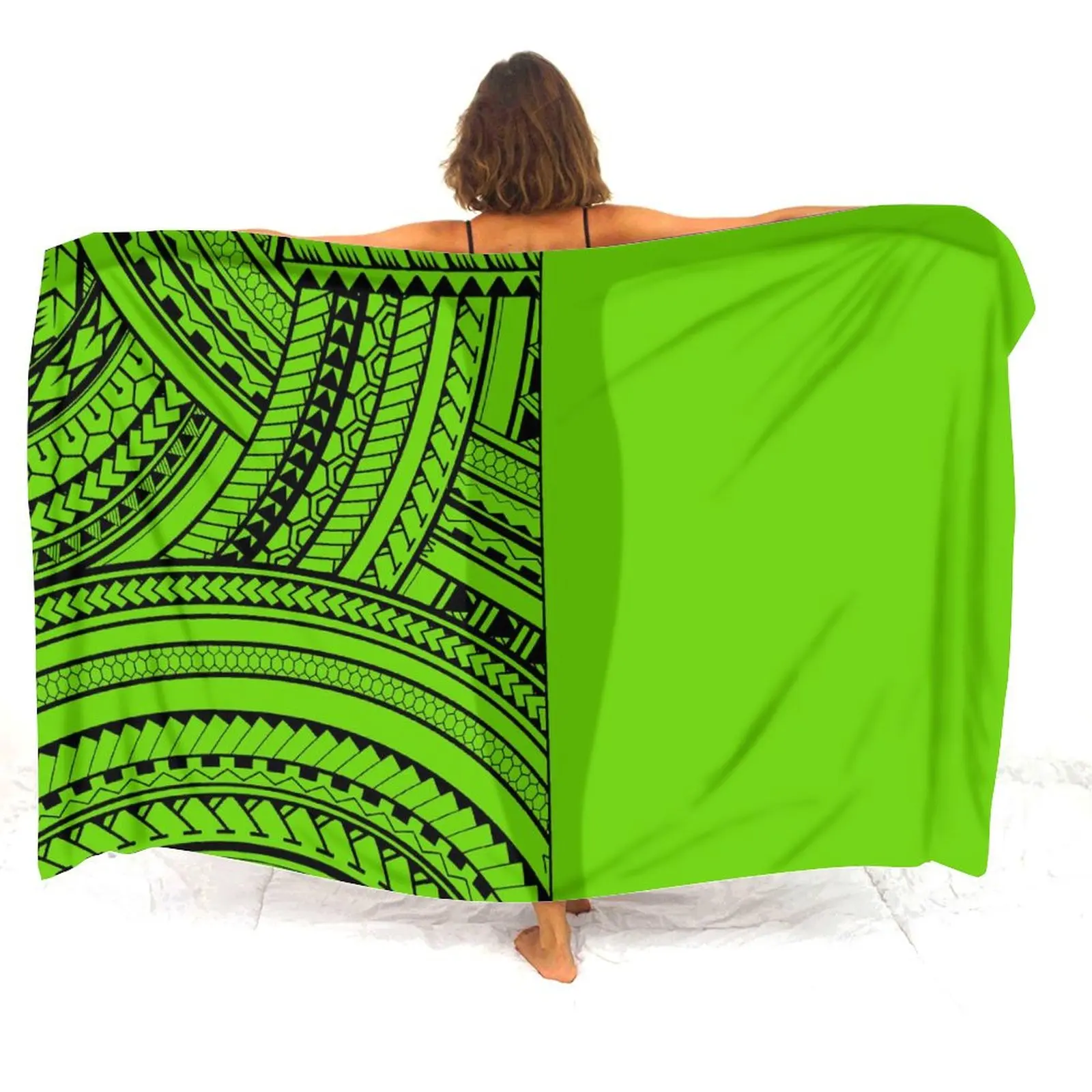 Customizable Polynesian Hibiscus Printed Women'S Sarong Summer Element Windproof Cape A Must-Have For Beach Vacations