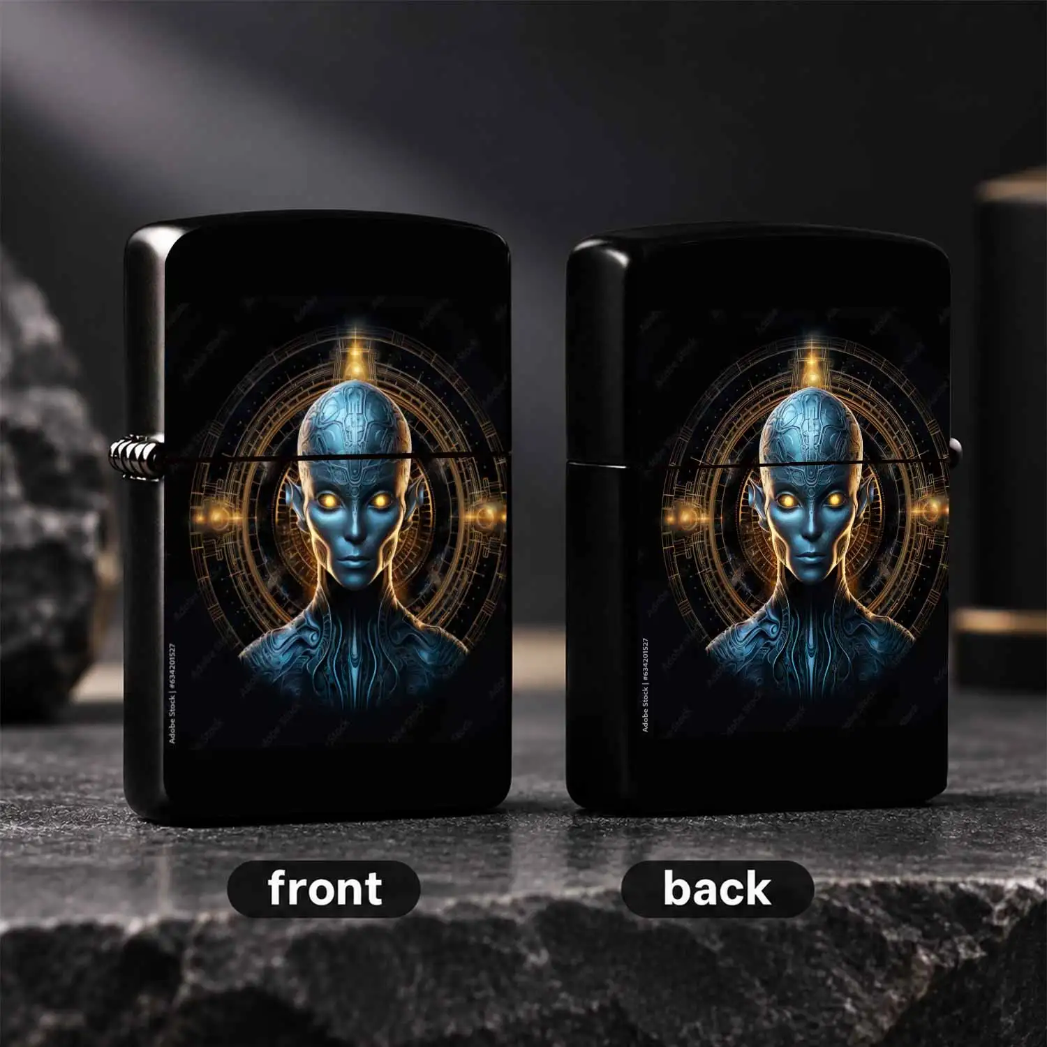 Sci-Fi Cyber Interstellar Spirit Pattern Portable Lighter, Unique Glowing Golden Astrolabe Decor, Stylish Creative Accessory For Outdoor Gathering Daily Commute, Ideal Practical Gift For Sci-Fi Enthusiast A Humorous And Interesting Lighter
