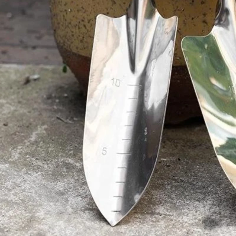 Stainless Steel Garden Trowel With Depth Markings Ergonomic Soft Grip Handle For Planting Transplanting Easy To Clean Heavy Dut