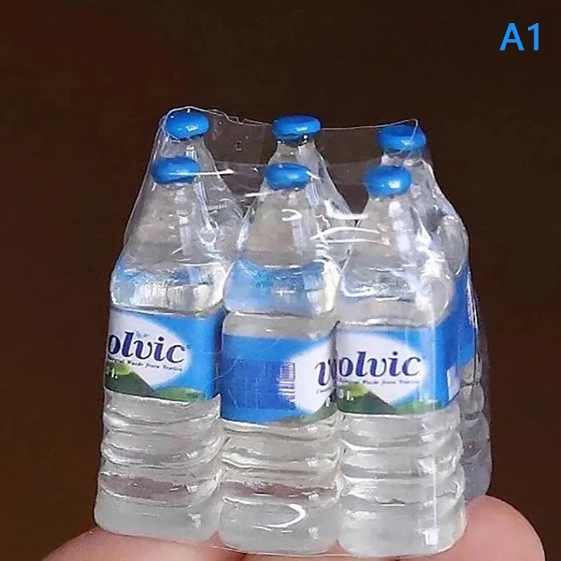 6Pcs/Set Mini Simulation Mineral Water Bottle Model Doll House Miniature Kids Gift Toys Home Decoration Accessories