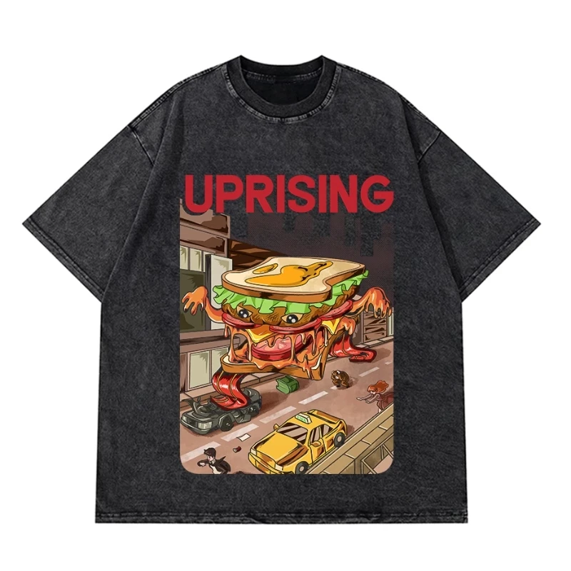 

Printed T Shirt Men Retro Washed 100_ Cotton Tops Tees Harajuku Tshirt 2023 Streetwear Hip Hop Male T-shirts T Shirt