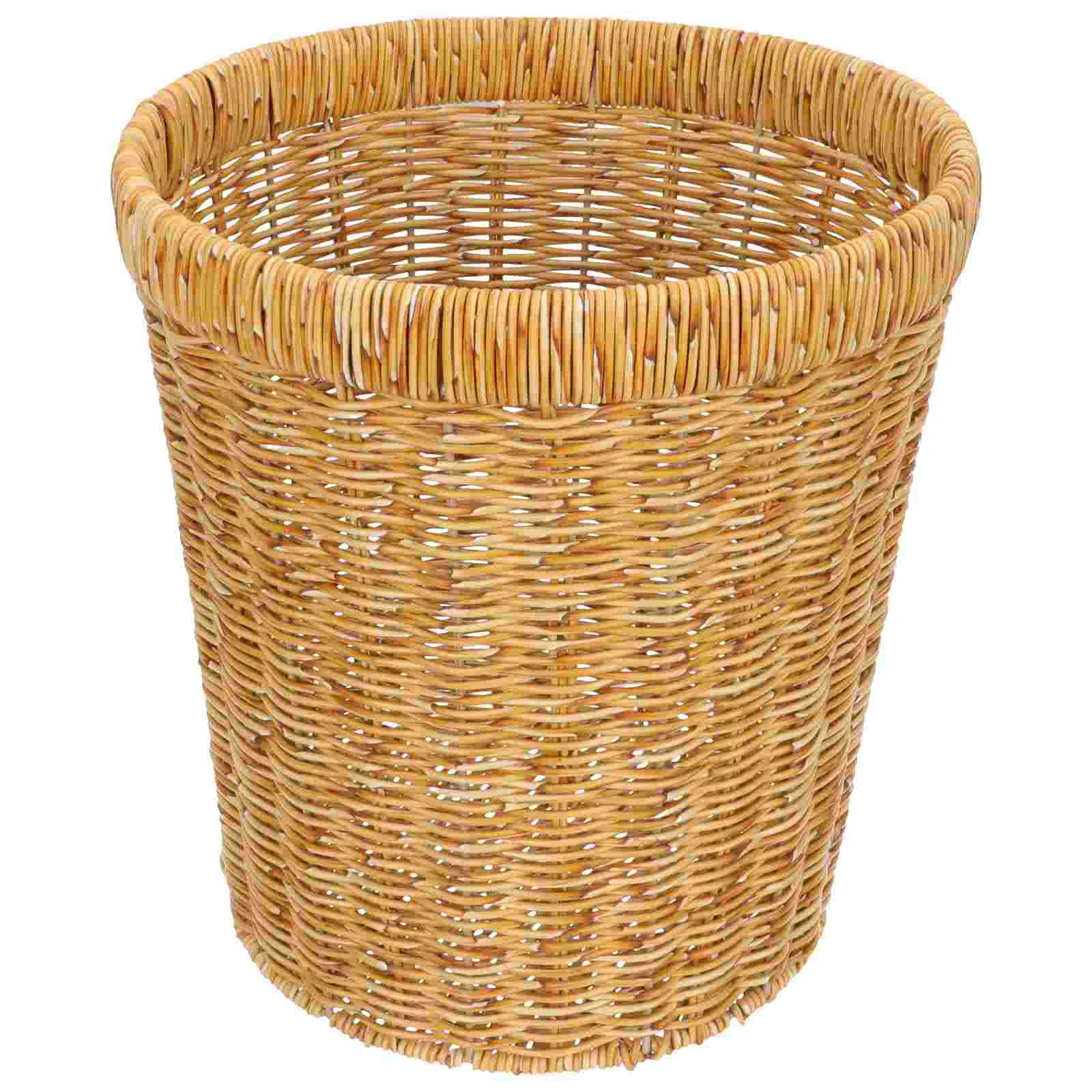 Kitchen Trash Woven Basket Laundry Sundries Storage Organizer Grocery Vegetable