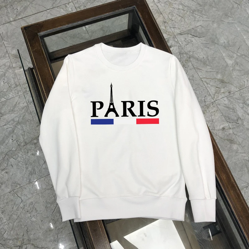 Women Paris Letters Print Pullover Hoodies Fleece Warm Casual Round Neck Sweatshirt Female Designer Loose Hoody Lady Clothing