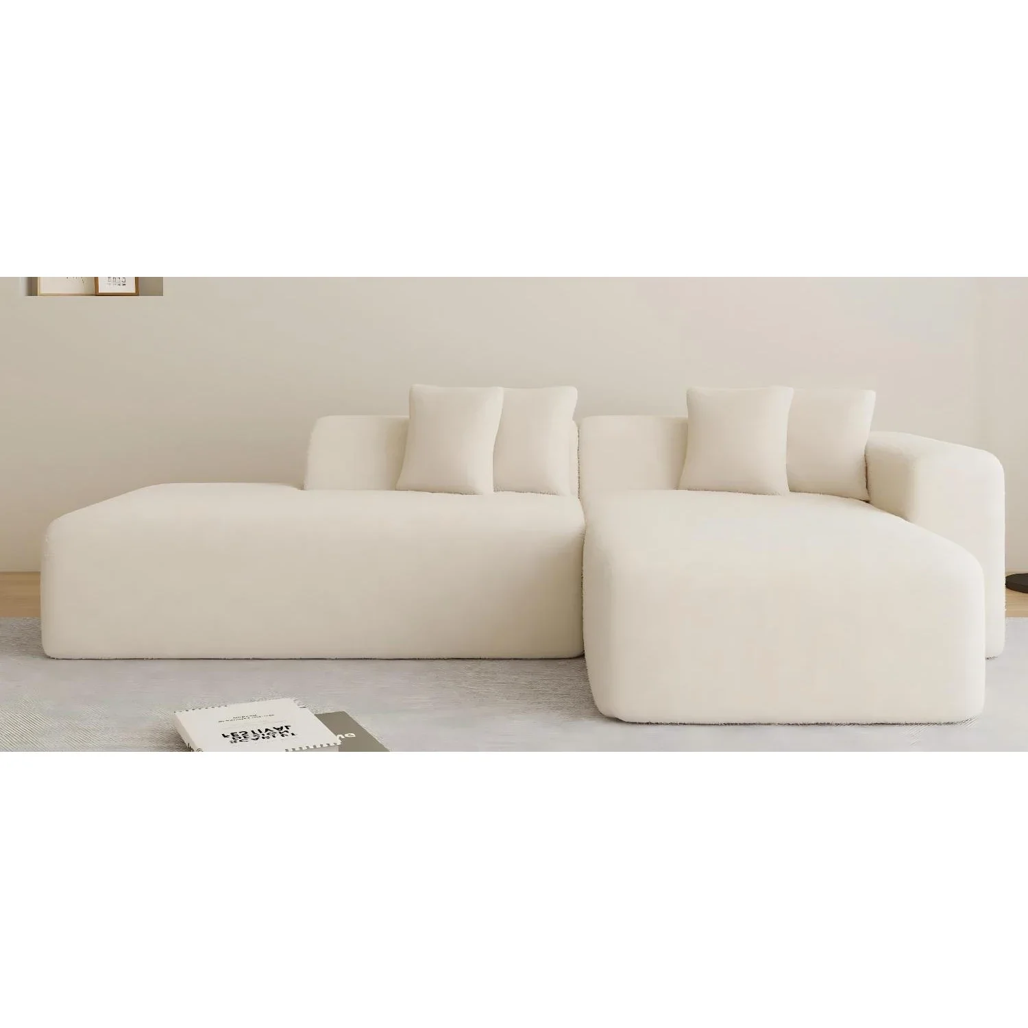 

-Compression Beige Simple Combination Sofa High Density Foam Lambswool Fabric Material