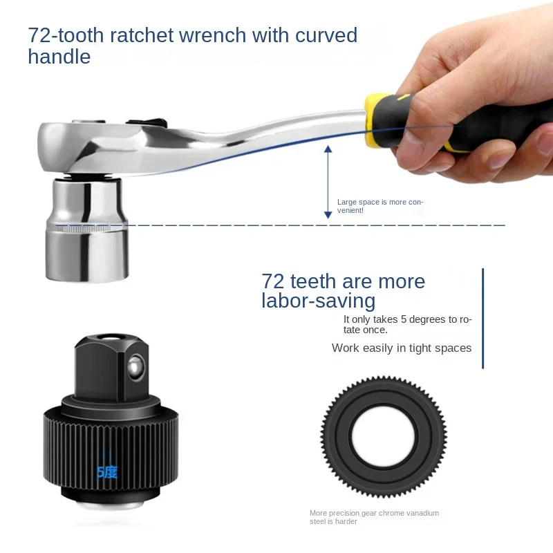 46 pz presa a cricchetto strumento di riparazione auto chiave Set testa cricchetto Pawl presa chiave cacciavite Kit di strumenti professionali per