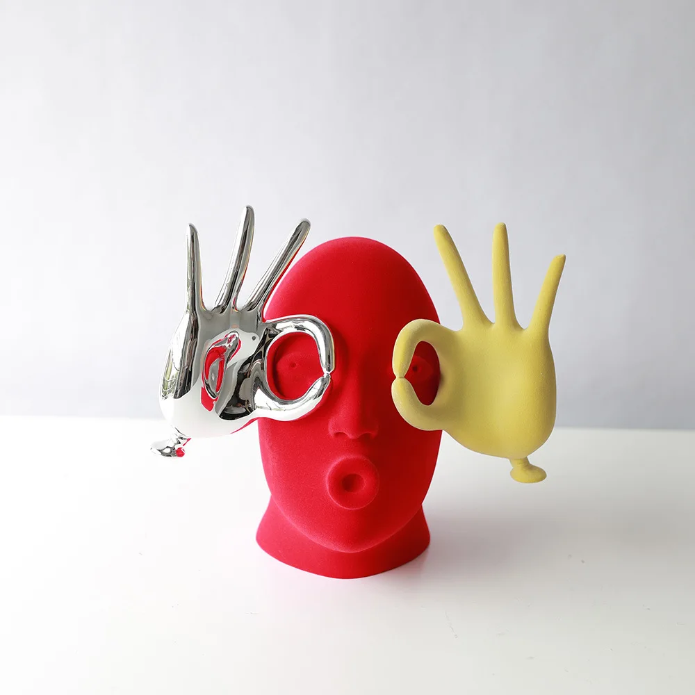 High-end flocking modern figure abstract sculpture art home decoration living room light luxury niche OK ornament
