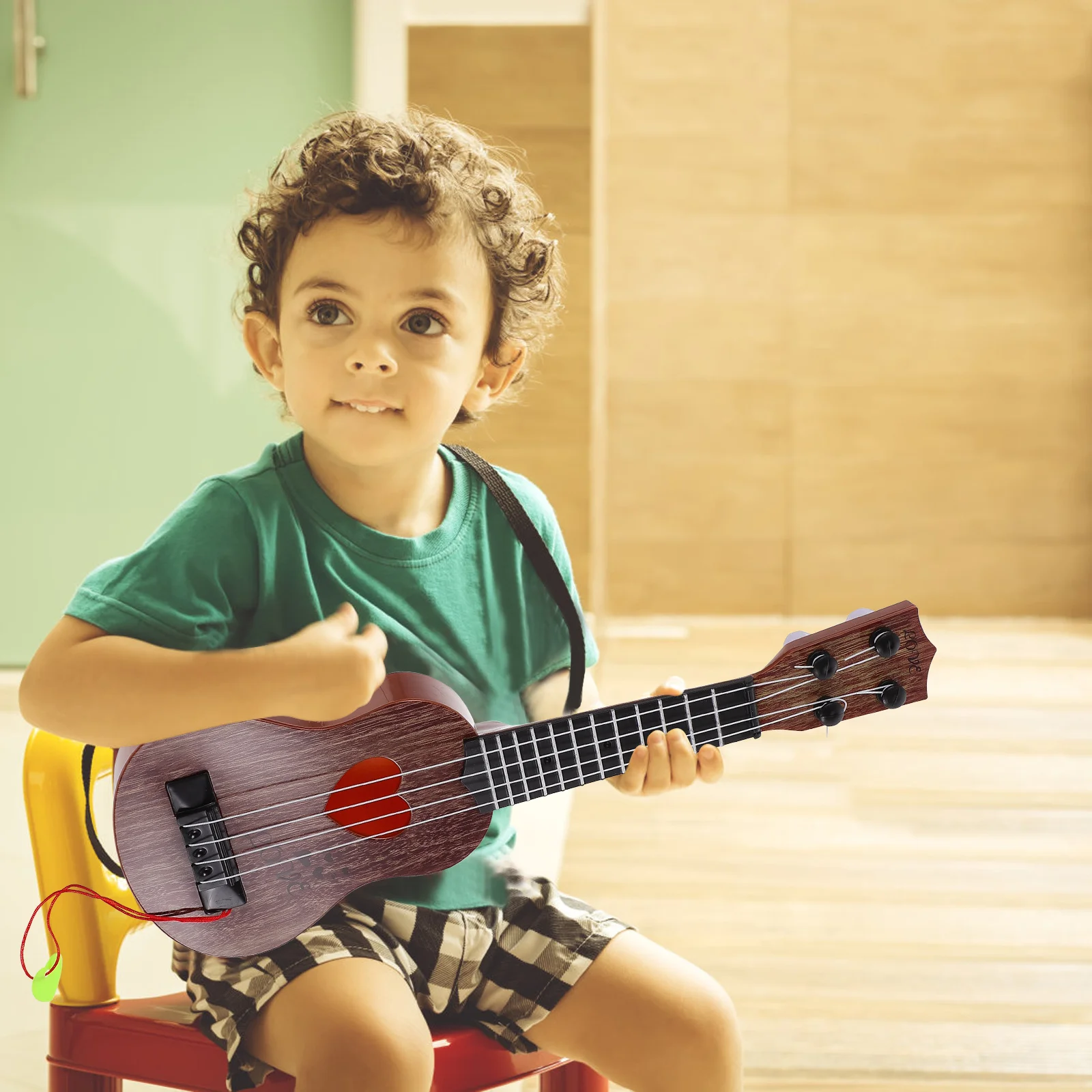Kids Ukulele Simulation Musical Instrument Mini Children Plaything Educational Instrument For Indoor Outdoor Use Bright Color