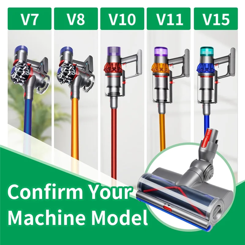 B25B Replacement Vacuum Head With LED Green Lights For Dyson V8 V10 V11 V15 Cordless Models-Direct Drive Brushroll