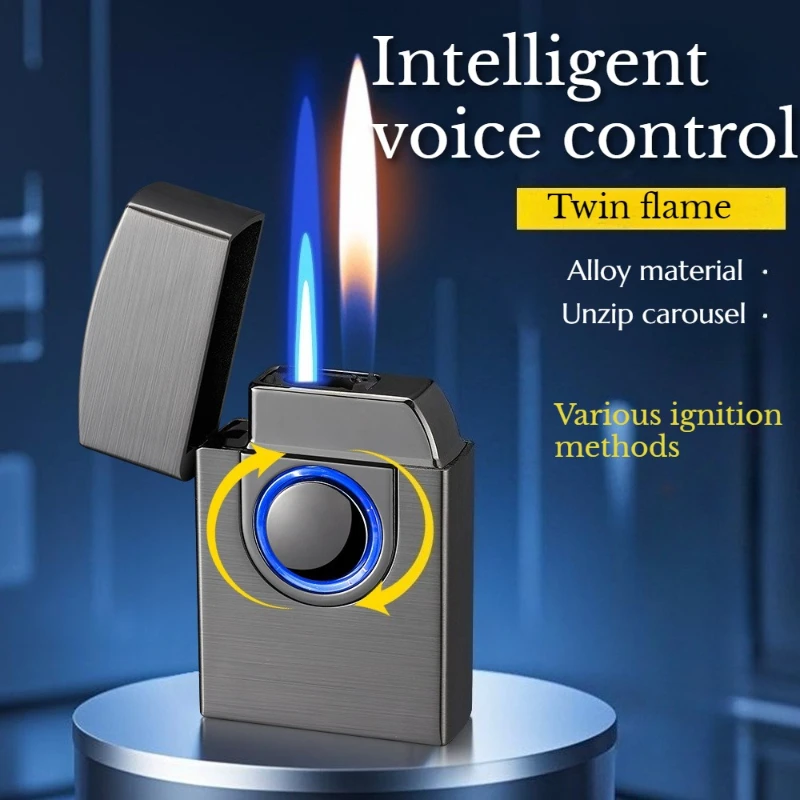 

Voice-controlled Ignition Dual-fire Inflatable Lighter Can Be Converted Into Windproof Open Flame New Compact Cigarette Lighter