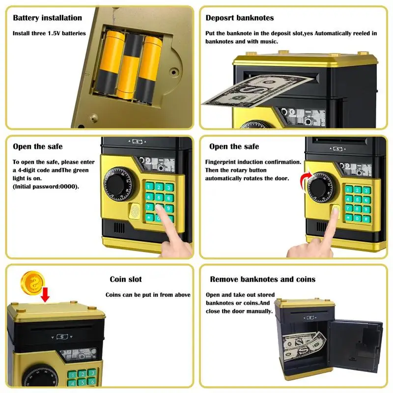 Electronic Atm Bank For Kids Money Saving Box Mini Atm Machine Creative Toys Money Coin Bank Large Capacity For Change And Cash