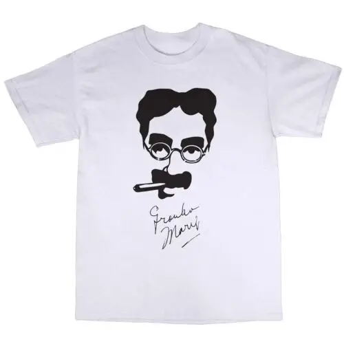 Groucho Marx Autograph T-Shirt 100% Cotton Brothers Chico  Harpo Duck Soup