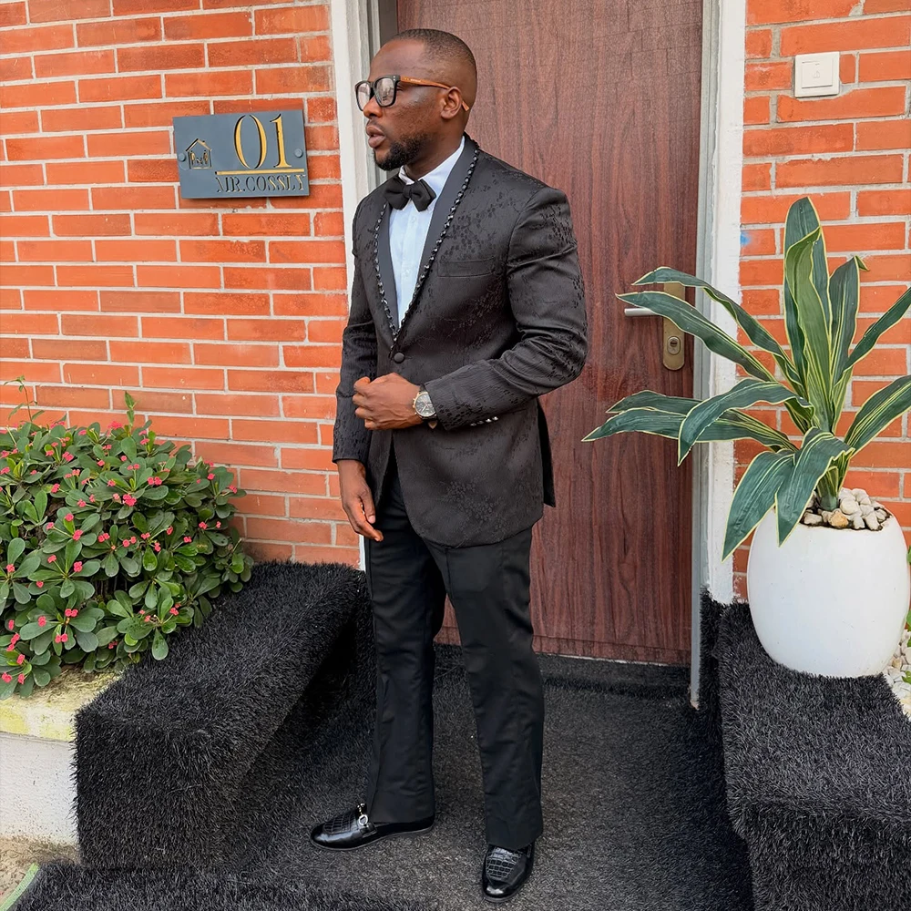 

Yimi Men's Suit 2 Piece Shawl Lapel One Single Button Tuxedos Groom Blazer Pants Wedding Evening Party Set Jacket Customized