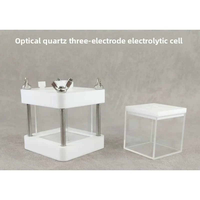 Optical Quartz Cell, 5‑Way Light‑Pass Square Test Cell, Sealed & Gas‑Permeable 3‑Electrode Electrochemical Cell