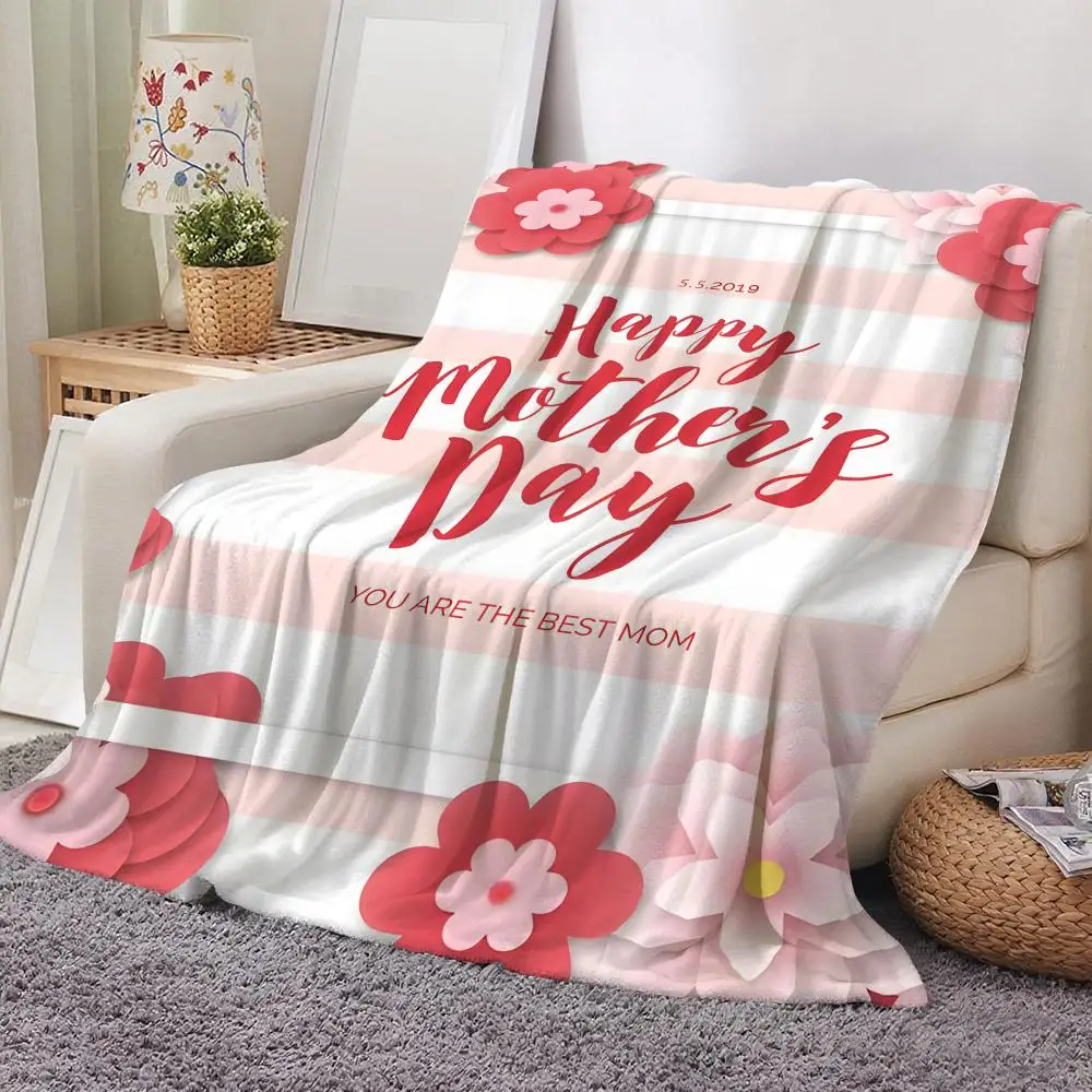 

Happy Mother's Day Throw Soft Flannel Throw Blanket Lightweight Cooling Summer AC Nap Blanket for Sofa Bed Couch Travel