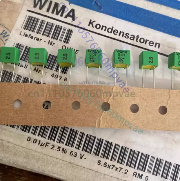 

Оригинальные немецкие аудио-пленочные конденсаторы WIMA FKP 63V 0.01UF 2.5% 5.5X7X7.2MM P:5MM зеленые