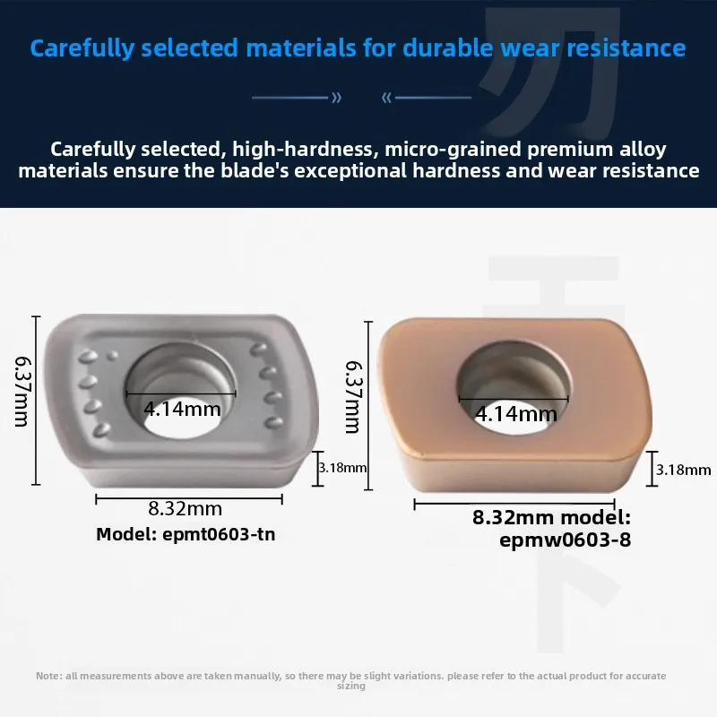 EPMW0603-8/EPMT0603-TN High Feed CNC Milling Insert, Carbide, for Stainless Steel & Cast Iron, Precision Machining