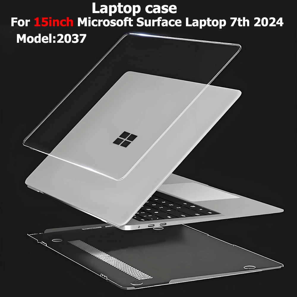 Laptop Case for 15Inch Microsoft Surface Laptop 7th 2024 Released Model 2037 Matte and Clear Hard PC Shockproof Protective Shell
