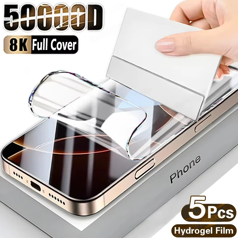 

1-5PCS Soft Hydrogel Film For iPhone 17 16 11 12 13 14 15 Pro Max 16e 16 Plus XR X XS Max Air 6 7 8 Screen Protectors Full Cover