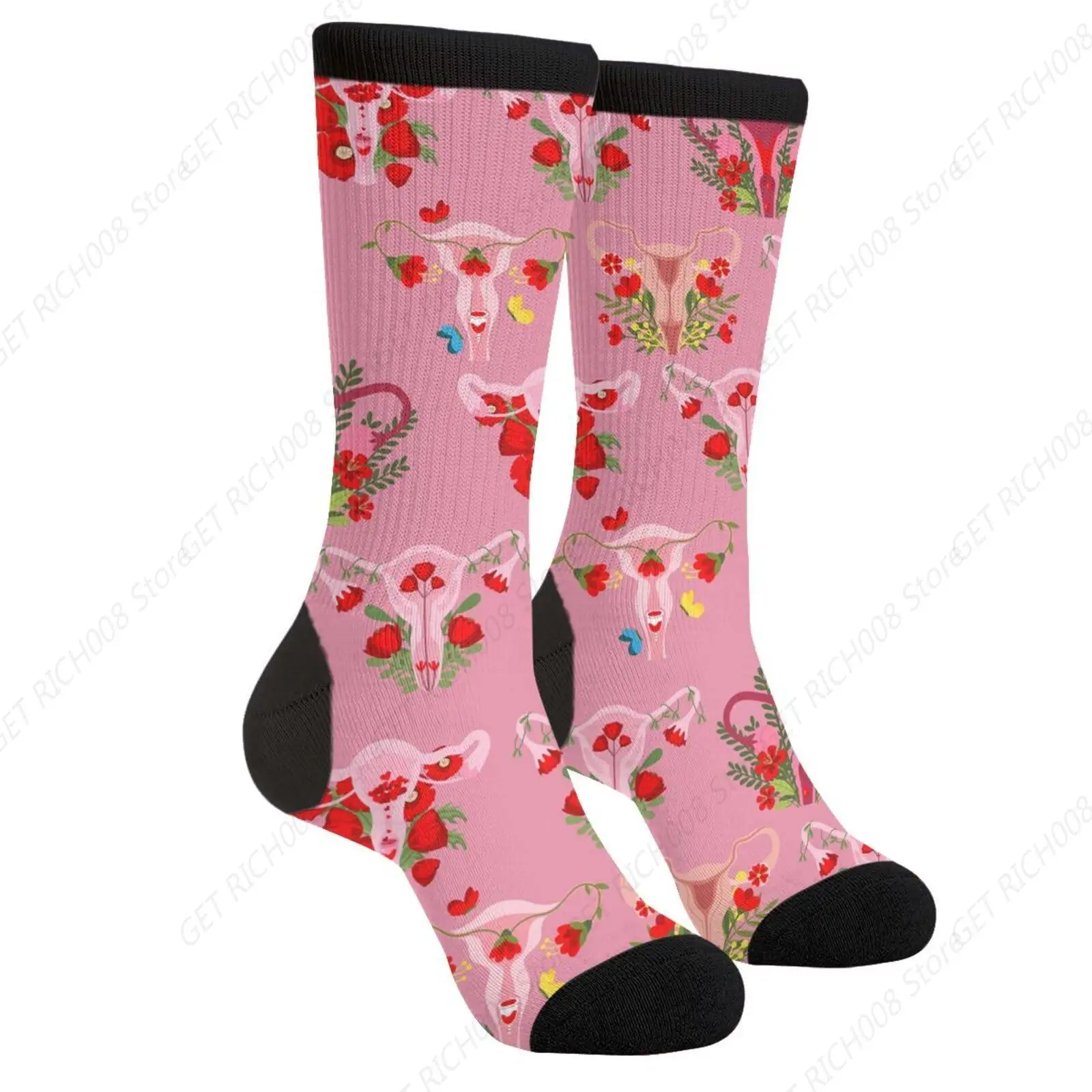 Womb Uterus Female Ovaries Vagina Casual Funny Funky Novelty Fashion Socks For Men Women Print