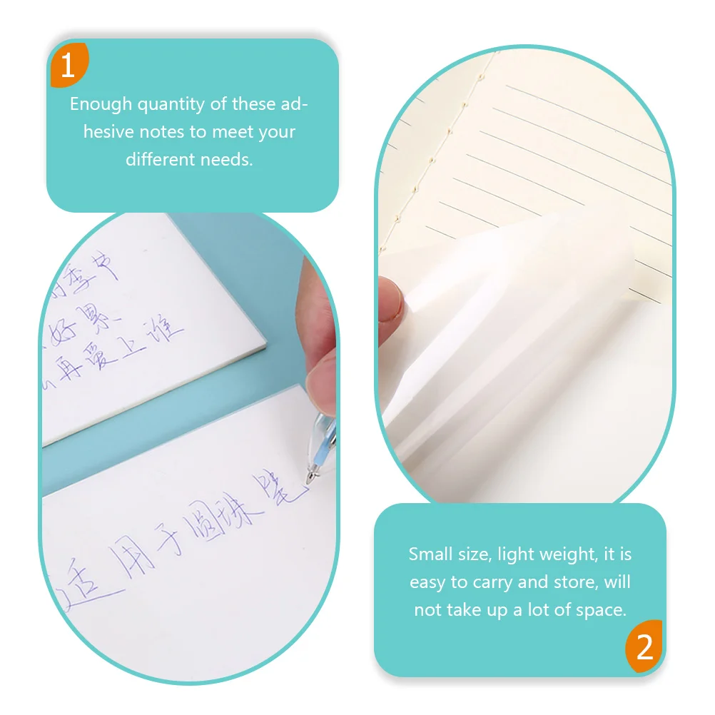 

200 Sheets Transparent Office Memo for Students Notepad Round Pvc Self-adhesive