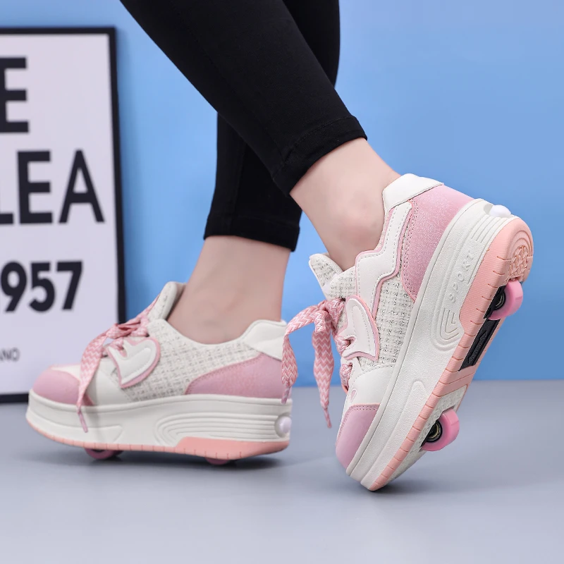 

Новые детские туфли Viral Heelys: двухколесные туфли на колесиках для девочек и мальчиков, трансформируемые туфли на колесиках для студентов