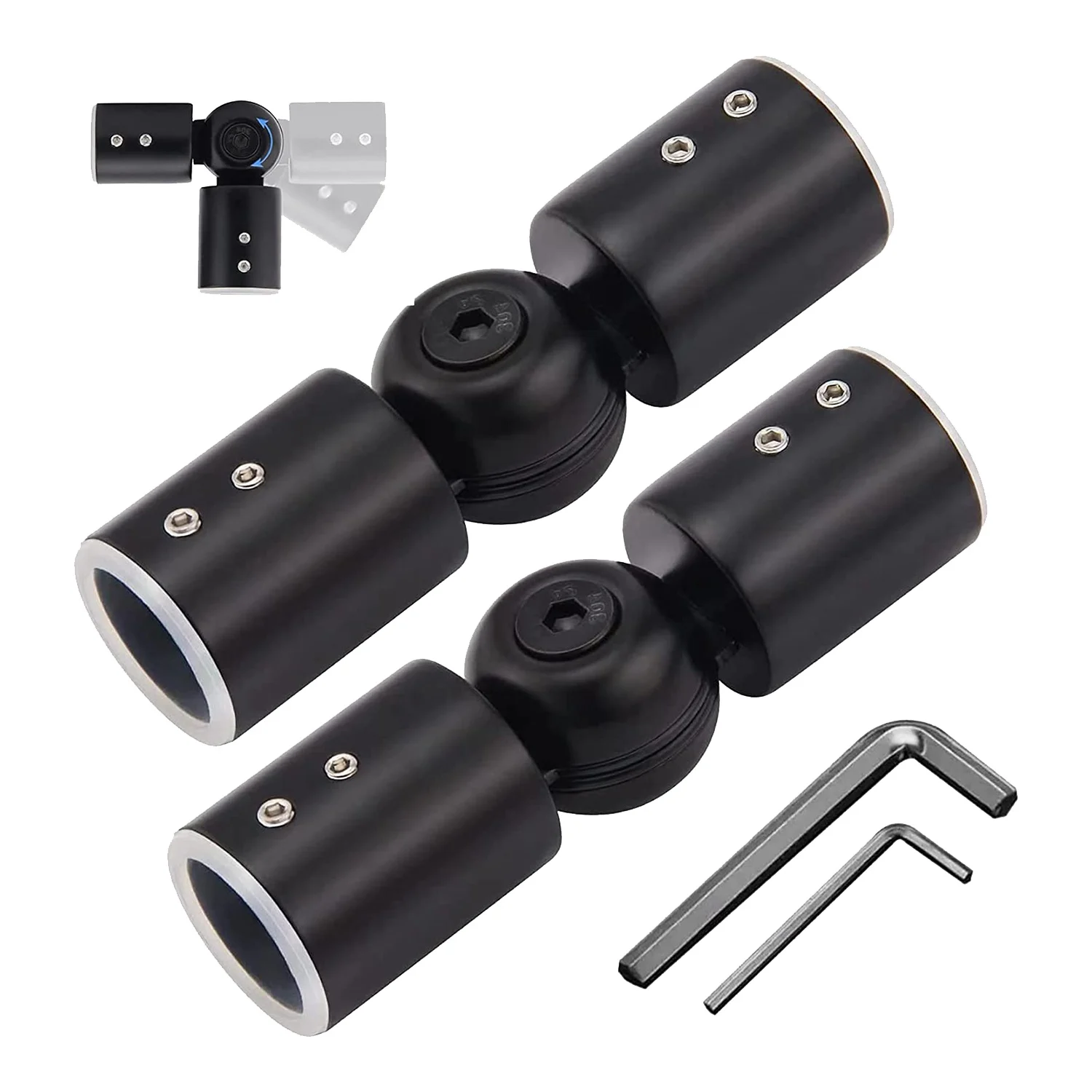 

2PCS Curtain Rods Corner Connector, Adjustable Curtain Rod Corner Connector for 1 Inch Bay Window Curtain Rods(Black)