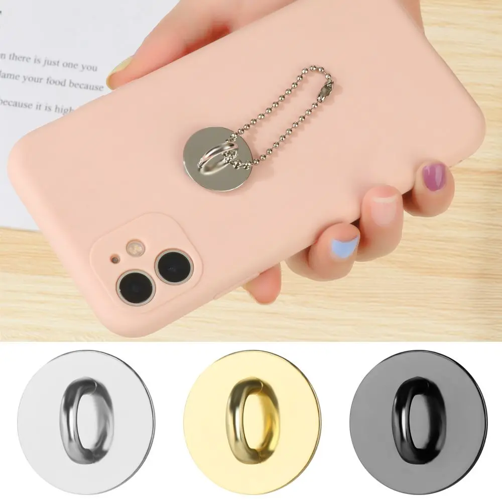 

5Pcs/set Phone Sticker Tassel Metal Hook Non-detachable Round Ring Side Clip Buckle Mobile Phone Case DIY Pendant Hardware Hook