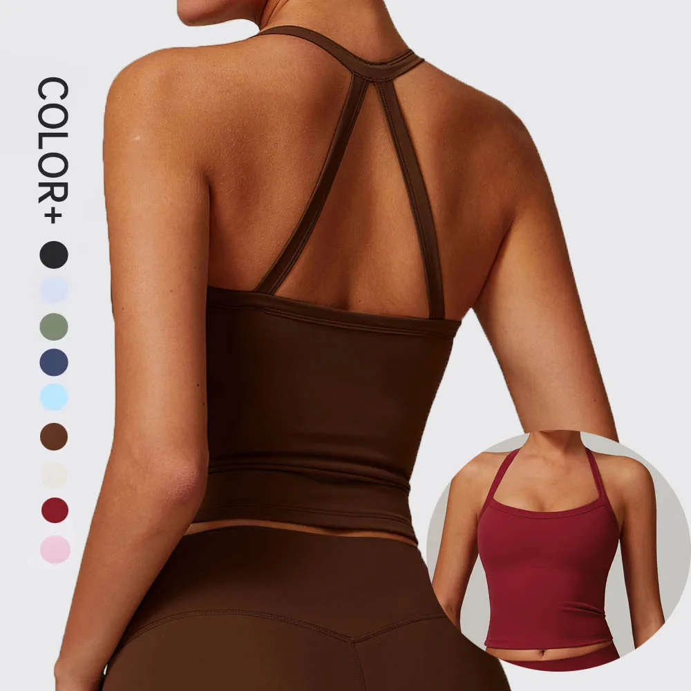 

Спортивный бюстгальтер SHINBENE для женщин, удлиненный, без косточек, с мягкими вставками, на бретелях, для йоги, укороченный топ-майка