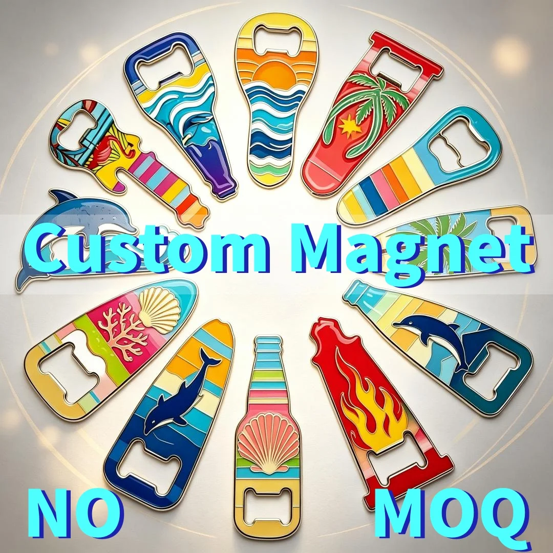 Custom Magnets For Fridge Custom UV Printing Bottle Opener Promotional Metal Strong Magnetic Suction Refrigerator Magnet