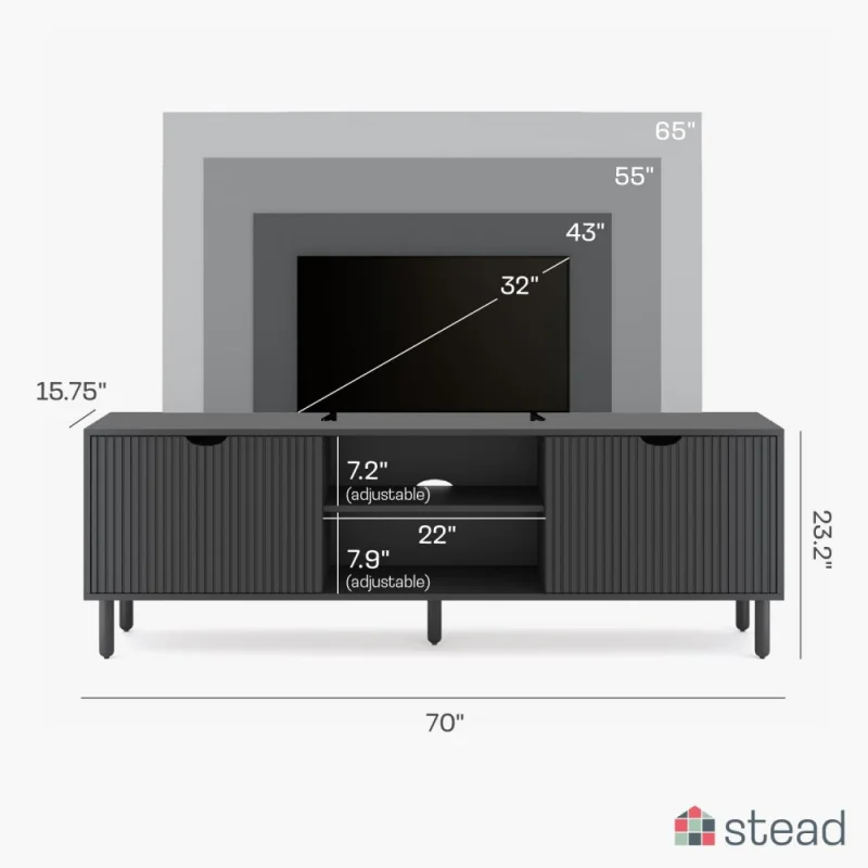 TV Stand,70 Inch Entertainment Center With Storage,Console Table For Living Room And Bedrooms,Supports 32 To 80