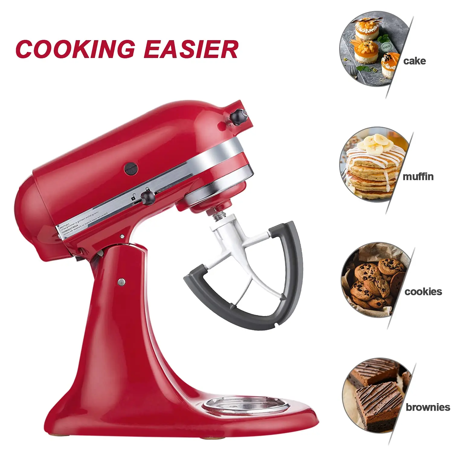 Flexible Silicone Edge Beater for KitchenAid Mixer 4.5-5 Quart Tilt-Head Compatible Kitchenaid Paddle Attachment Bowl Scraper