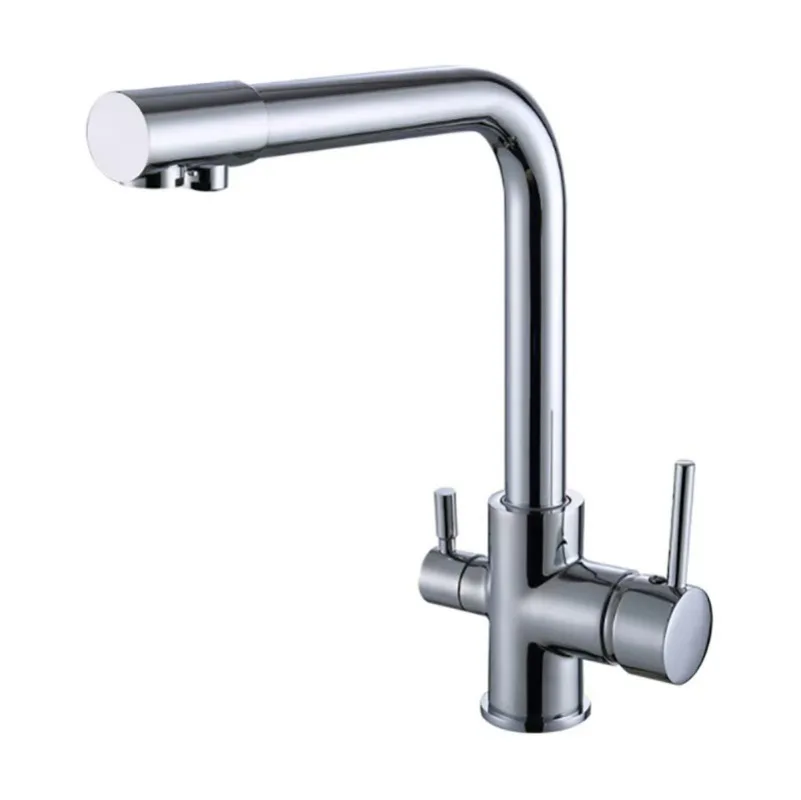 Purified Water Kitchen Faucet Pure Water Filter Deck Mounted Faucet Crane Dual Handles Hot Cold Water Mixer Taps