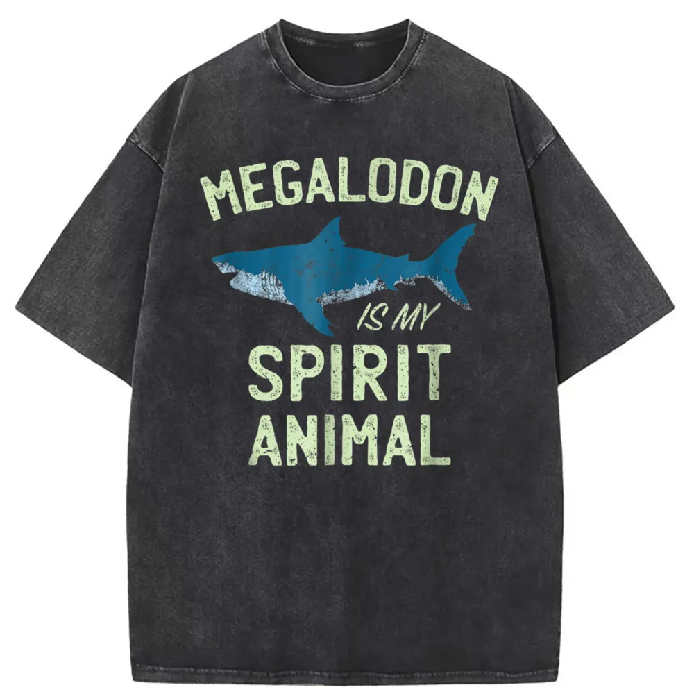 Megalodon Spirit Animal Man Retro T-shirts Vintage Autumn Tshirts Sweatshirts Men Long Sleeve Prevailing Funny Tshirt Women