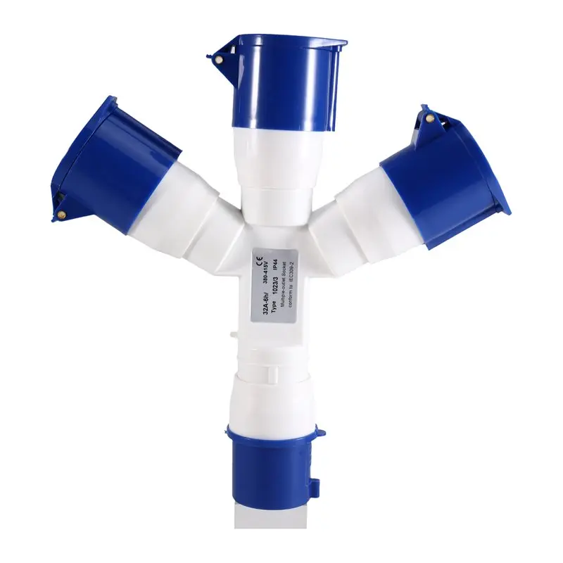 ABVC AC380-415V 32A 3 Pin 3 Way Y-Type IP44 Waterproof Industrial Power Plug Multi-Function Field Adapter
