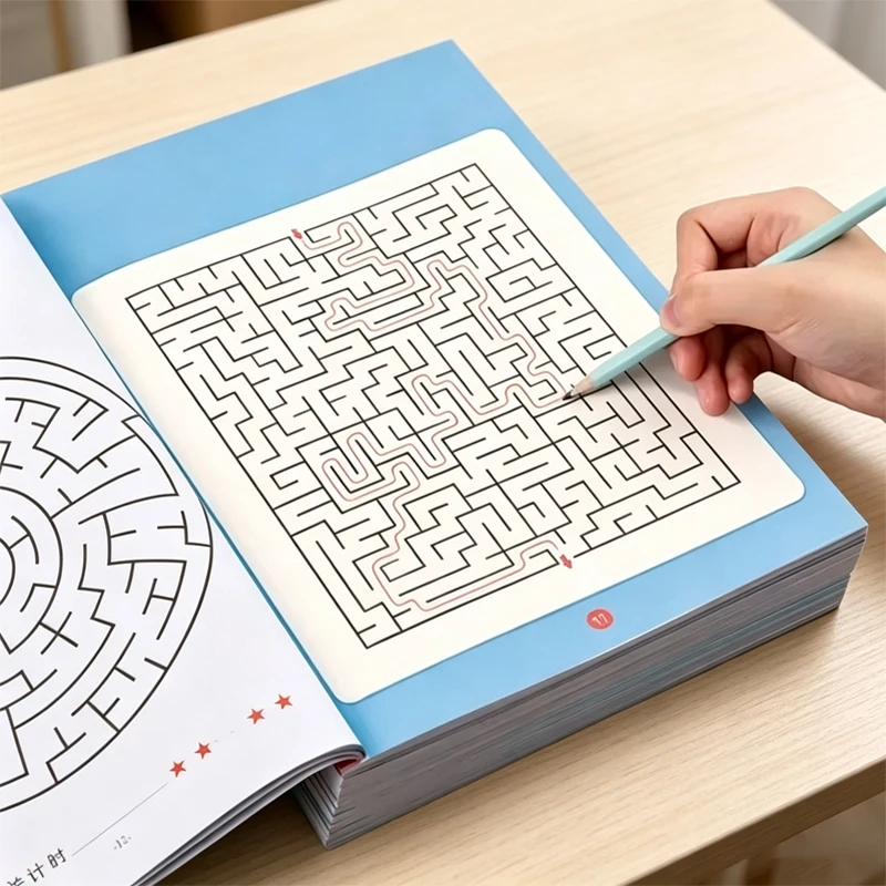 Livre d'entraînement au labyrinthe de concentration pour enfants, 64 pages, développement de la pensée, jeu d'attention, puzzle, jouets de développement de l'intelligence