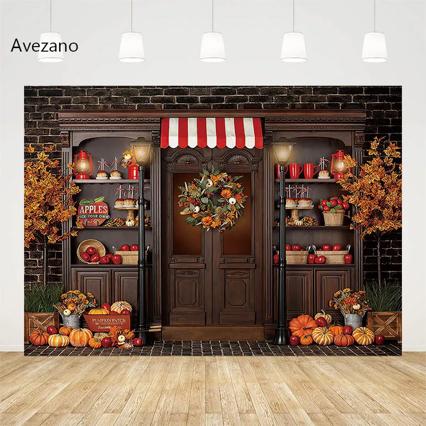 

Avezano Backdrops for Product Photography Fall Decor Autumn Pumpkin Brick Wall Shop Child Portrait Photo Background Photoshoot